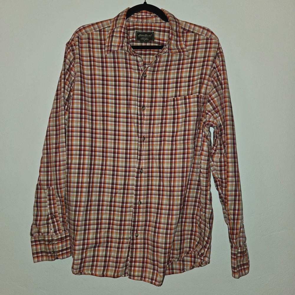 Eddie Bauer Plaid Flannel Shirt Button Up Long Sleeve Outdoor Casual Large